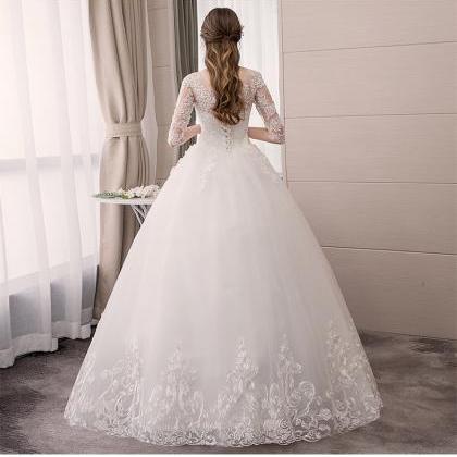 Half Sleeve Wedding Dress Fashion Slim Lace..