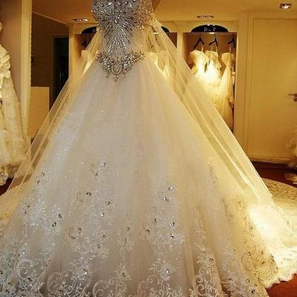 Custom Made Ball Gown Sweetheart Lace Crystal..