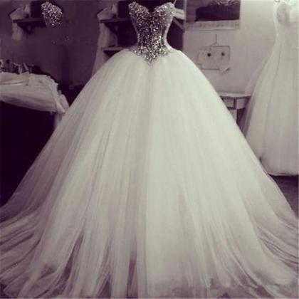 Ball Gown Sweetheart Fluffy Lace Beading Crystal..