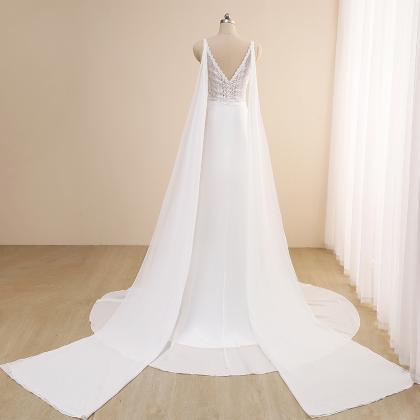 Sexy Chiffon Beach Wedding Dress 2021 Sleeveless V..