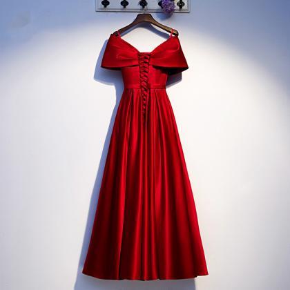 Evening Dress Dark Red V-neck Dresses Woman Party..