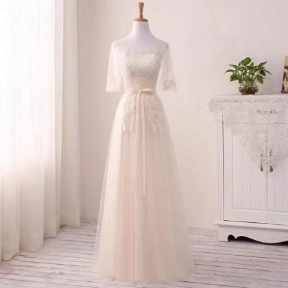 Custom Make Bridesmaid Dresses, Sheer Crew..