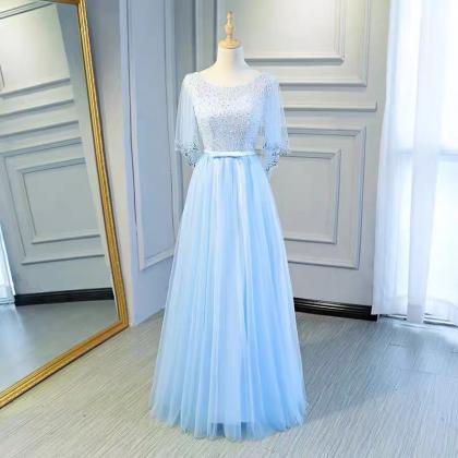 Light Blue Prom Dresses, Beaded Prom Dresses,..