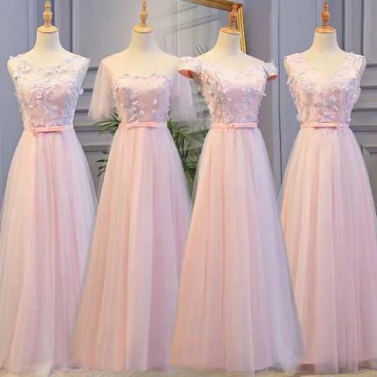 Pink Bridesmaid Dresses, V Neck Bridesmaid..