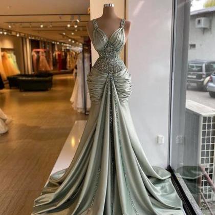 Modest Mint Green Mermaid Prom Dresses 2021..
