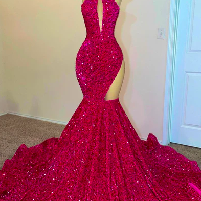 Red Prom Dresses, Mermaid Prom Dresses, Sequins..