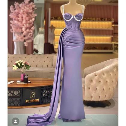 Sashes Prom Dresses, Purple Prom Dresses, Prom..
