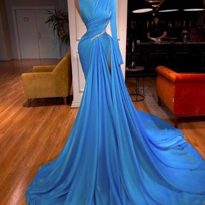 Royal Blue Beaded Mermaid Prom Dresses One..
