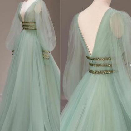 Green Prom Dresses, Long Sleeve Prom Dresses,..