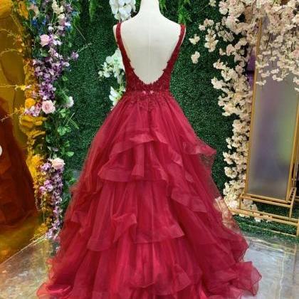 Lace Prom Dresses, Ruffle Prom Dresses, Custom..