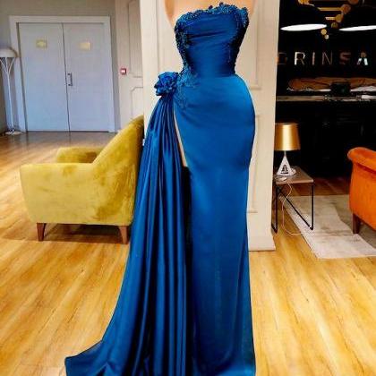 Blue Prom Dresses, Strapless Prom Dresses, Sashes..