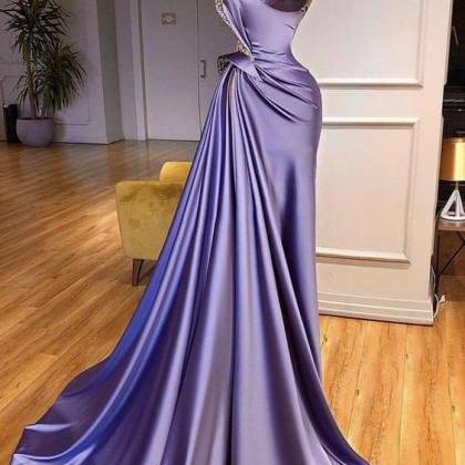 Purple Prom Dresses, Crystal Prom Dresses, Beaded..