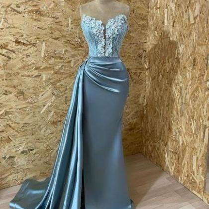Blue Prom Dresses, Sweetheart Neck Prom Dresses,..