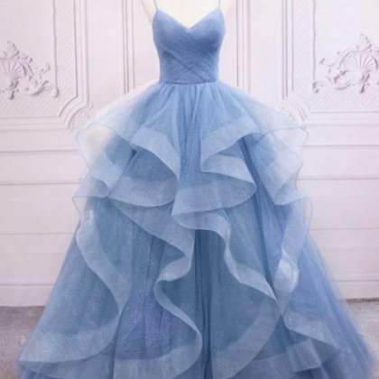 Blue Prom Dresses, Pleats Prom Dresses, Sweetheart..