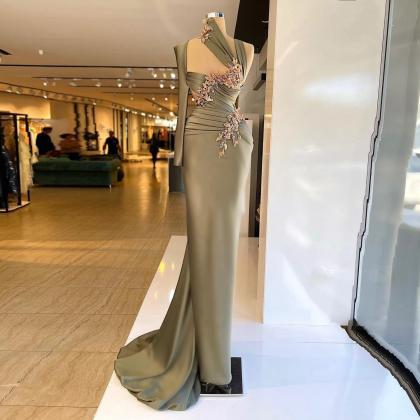 Formal Elegant Prom Dresses Single Long Sleeve 3d..