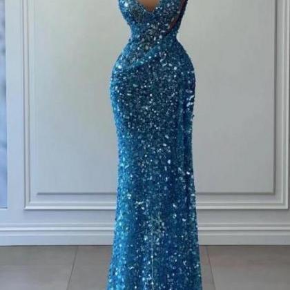 Blue Prom Dresses, Sparkly Prom Dresses, Sequins..