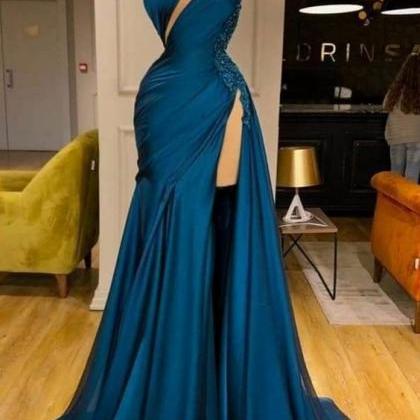 Blue Prom Dresses, One Shoulder Prom Dresses,..
