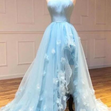 Blue Prom Dresses, Side Slit Prom Dresses,..