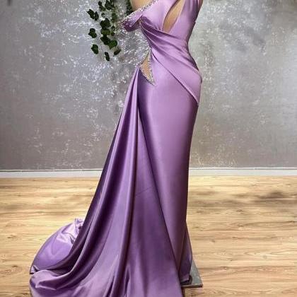 Purple Prom Dresses, High Neck Prom Dresses,..