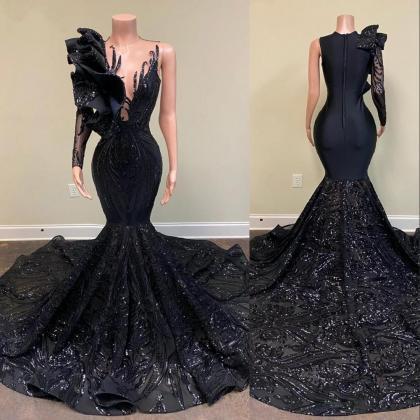 Black Prom Dresses, One Shoulder Prom Dresses,..