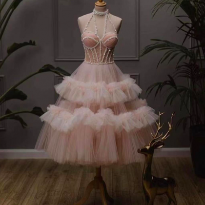 Pink Prom Dresses, Tulle Prom Dresses, Sexy..