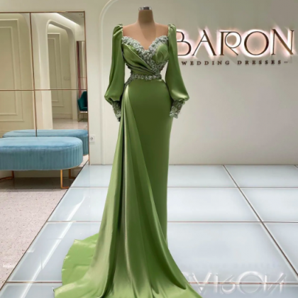 Stunning Mermaid Beaded Prom Dresses Sheer Sweetheart Neckline Evening ...
