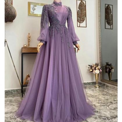 Beaded Prom Dresses, Purple Prom Dresses, Lavender..