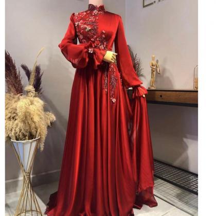 Silk Chiffon Prom Dresses, Red Prom Dresses, Lace..