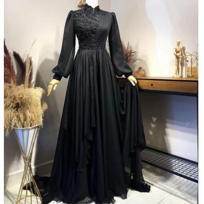 Black Prom Dresses, Long Sleeve Prom Dresses,..