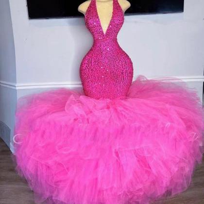 Pink Prom Dresses, Sparkly Prom Dresses, Mermaid..