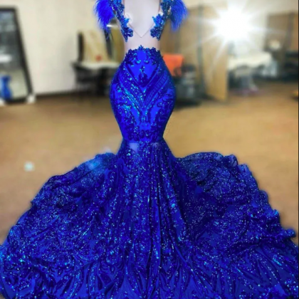 Sparkly Royal Blue Prom Dress 2023 For Women Glam..