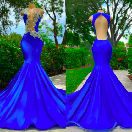 Sexy Royal Blue Mermaid Prom Dresses For Women..