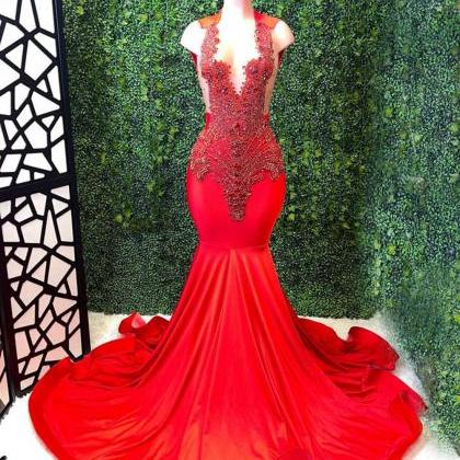 Long Red Prom Dresses 2023 Sexy Mermaid Style..