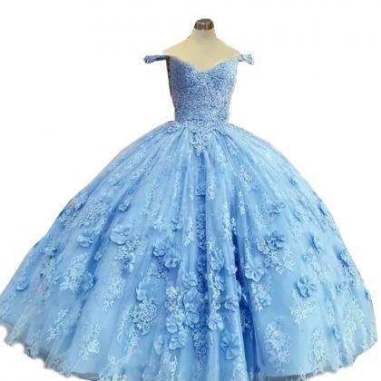 2023 Sexy Ball Gown Quinceanera Dresses Light Blue..