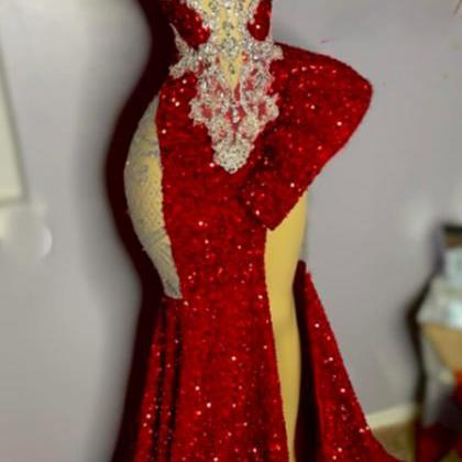 Red Sparkly Evening Dresses Shinning Evening Gowns..