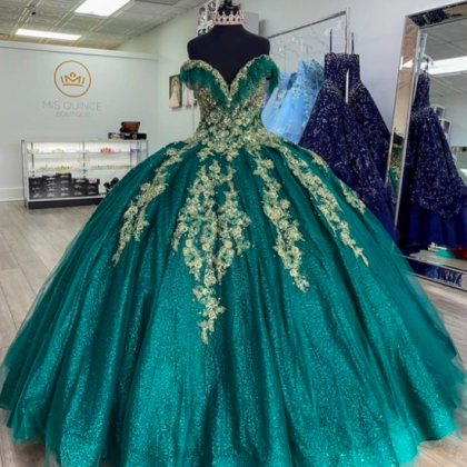 Emerald Green Sweetheart Ball Gown Quinceanera..
