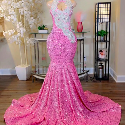Pink Sequin Prom Dresses 2024 For Black Girl..