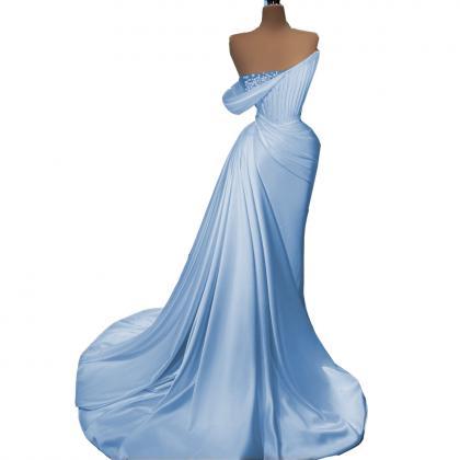 White Prom Dresses 2024 Pearls Pleats Mermaid A..