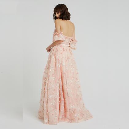 Pink Off The Shoulder Sweetheart Prom Dresses 2024..