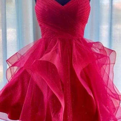 Short Ruffle Tulle Ball Gown Short Cocktail..