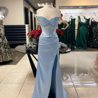Mermaid Sweetheart Satin Corset Prom Dresses Long..