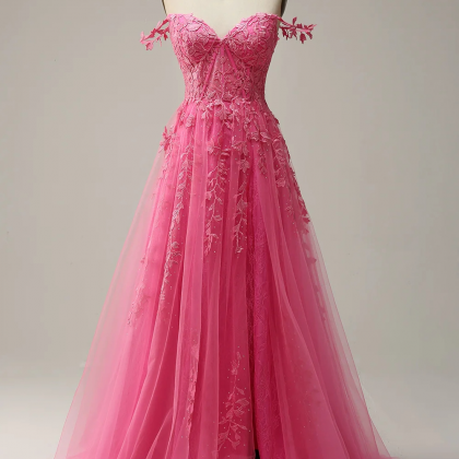 Lace Appliques Illusion Corset Prom Dresses Long..