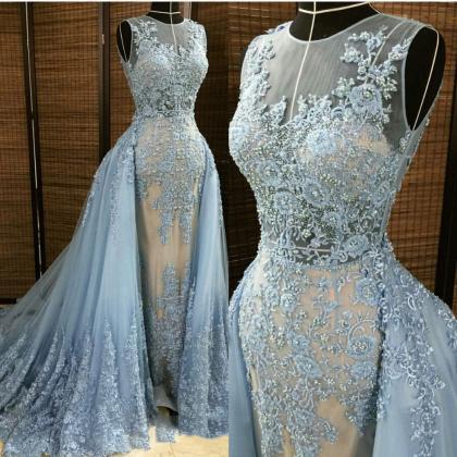 Blue Lace Evening Dresses, 2016 Pearls Evening..