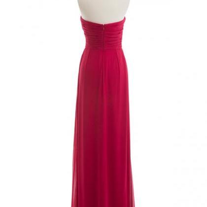 Wine Red Colored Long Bridesmaid Dr..