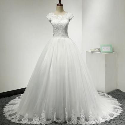 Chapel Train Wedding Dress, White Wedding Dress,..