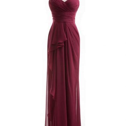 Wine Red Bridesmaid Dress, Long Bri..