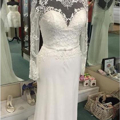 Lace Wedding Dress, Chiffon Beach Wedding Dress,..