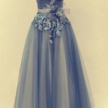 Tulle Evening Dresses, Blue Prom Dresses,..