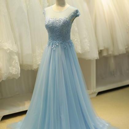 Blue Prom Dresses, Lace Prom Dresses, Tulle Prom..