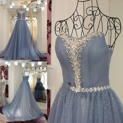 Tulle Prom Dresses, Crystals Prom D..